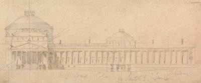 Esboço de uma meia-fachada para um palácio real, Hyde Park, Londres 作： Sir John Soane