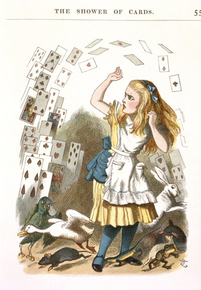カードのシャワー。 L.キャロルによる不思議の国のアリスのイラスト、1890 作： Sir John Tenniel