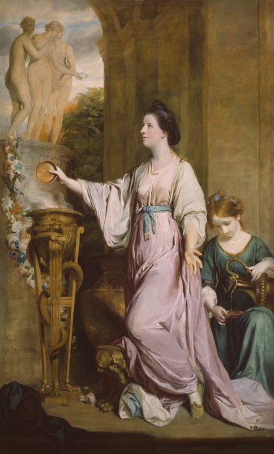 レディ・サラ・バンベリー、1763-65年、グレイセスに犠牲を捧げます。 作： Sir Joshua Reynolds
