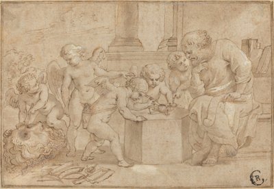 Putti が目を解剖している老人 作： Sir Peter Paul Rubens