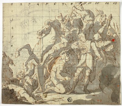 城の前で戦う騎士 作： Sir Robert Ker Porter