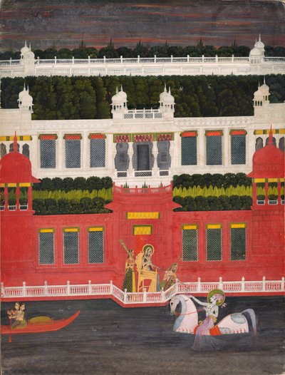 クリシュナは花輪を受け取ります, c. 1750～1760年。 作： Sitaram