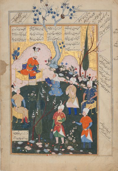 Zal の誕生、Shahnama Book of Kings のフォリオ、1576-77 年。 作： Siyavush