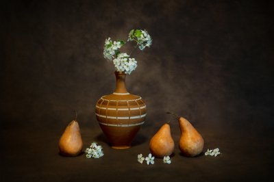 素朴な静物画「花々」 作： 