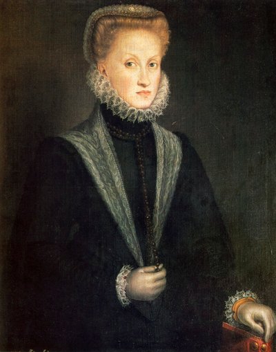 オーストリアのアンナ、スペインのフィリップ2世とポルトガルの女王の配偶者、1573年。 作： Sofonisba Anguissola