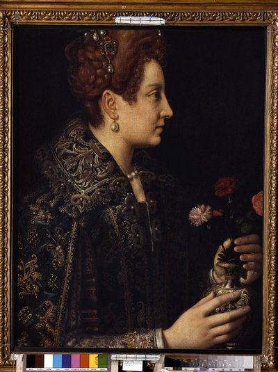 「横顔の女性の肖像」（女性の肖像画） ソフォニスバ・アンギッソラ作（1532～1625年頃） 幅 68.5x52.5 cm エルミタージュ美術館、サンクトペテルブルク 作： Sofonisba Anguissola