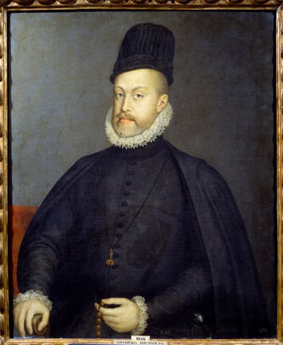 スペイン王フィリップ2世（1527-1598）の肖像 ソフォニスバ・アンギスコラまたはアンギスコラ（1540-1625）の絵 作： Sofonisba Anguissola