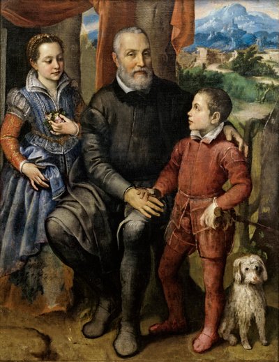 アーティストの父Amilcare Anguissolaとその兄弟であるMinervaとAsdrubale、ca 1559。 作： Sofonisba Anguissola