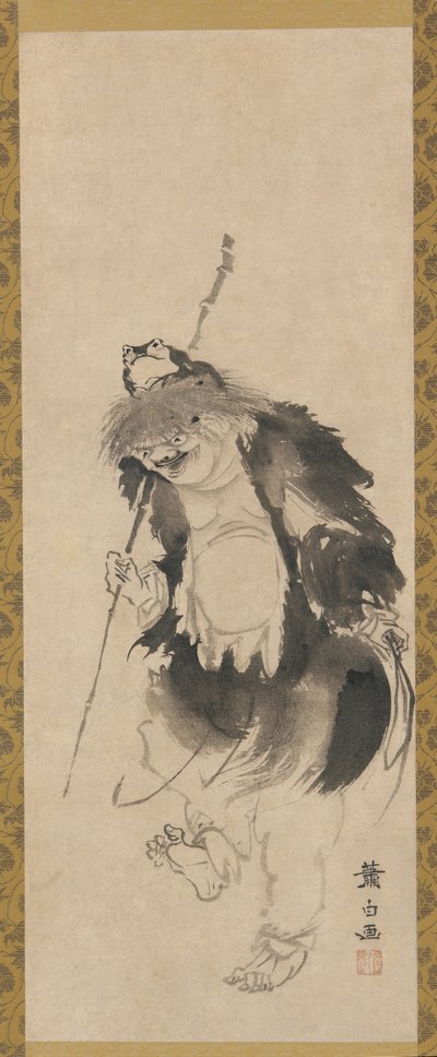 ガマ仙人中国のホウ・シャンシェンと三本足のヒキガエル、江戸時代、18世紀。 作： Soga Shohaku