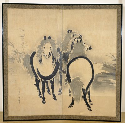 馬、日本人、江戸時代、18世紀頃（紙にインク）（1組）（121397も参照） 作： Soga Shohaku
