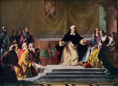 スペインからのユダヤ人の追放、1492年、「ハッチンソンの国家の歴史」のイラスト、c.1915 作： Solomon Alexander Hart