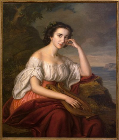 サッフォー。 Soma Orlay Petrich (1822-1880) による絵画、キャンバスに油彩、1860 年頃。 ハンガリー美術 作： Soma Orlay Petrich