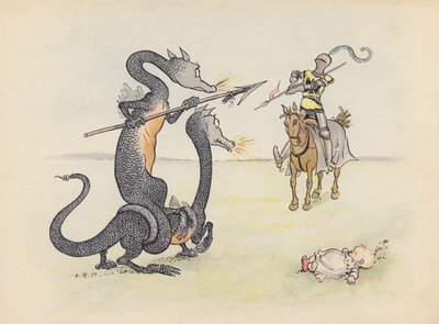 S Rosamond Praegerによる『Little Twin Dragons』のイラスト（カラーリトグラフ） 作： Sophia Rosamond Praeger