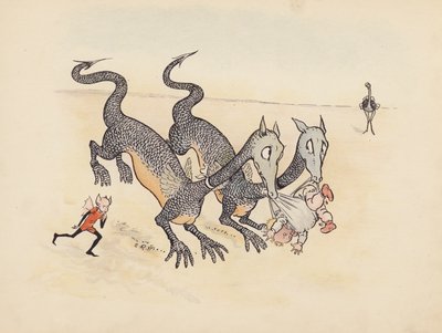 S Rosamond Praegerによる『Little Twin Dragons』のイラスト（カラーリトグラフ） 作： Sophia Rosamond Praeger