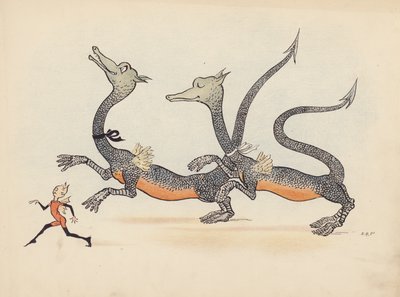 S Rosamond Praegerによる『Little Twin Dragons』のイラスト（カラーリトグラフ） 作： Sophia Rosamond Praeger