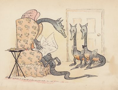S Rosamond Praegerによる『Little Twin Dragons』のイラスト（カラーリトグラフ） 作： Sophia Rosamond Praeger