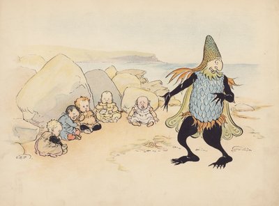 S Rosamond Praegerによる『Little Twin Dragons』のイラスト（カラーリトグラフ） 作： Sophia Rosamond Praeger