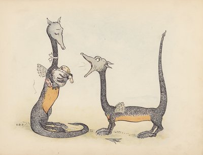 S Rosamond Praegerによる『Little Twin Dragons』のイラスト（カラーリトグラフ） 作： Sophia Rosamond Praeger