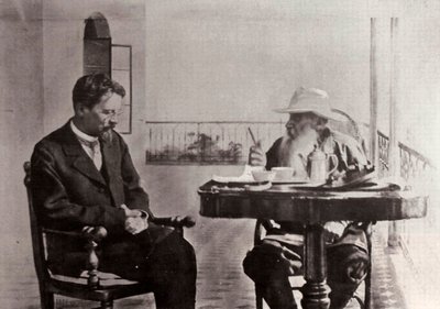 レオトルストイとアントンチェーホフ、ロシアの作家、1902年 作： Sophia Andreevna Tolstaya