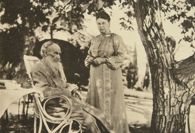 ロシアの作家レオトルストイとその妻ソフィア、黒海、クリミア自治共和国、ロシア、1902 作： Sophia Andreevna Tolstaya