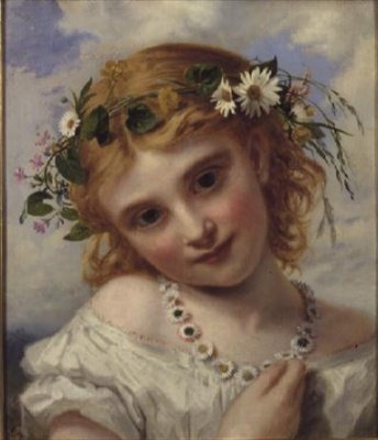 マルグリットの花輪を持つ少女 作： Sophie Anderson