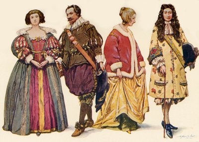 チャールズ1世と2世、およびジェームズ2世の時代の服、1640〜1686、1903、1937。 作： Sophie B. Steel