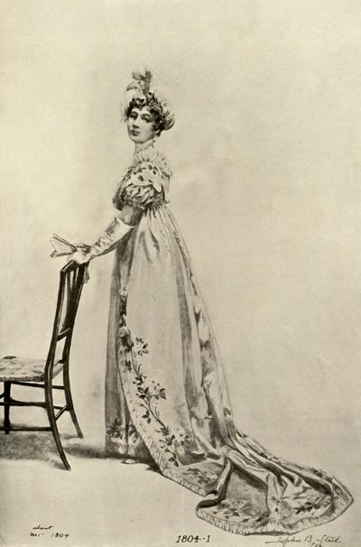 フィラデルフィアで着用されていた帝国のガウン。1804年、1903年、1937年にメモリアルホールで使用されています。 作： Sophie B. Steel