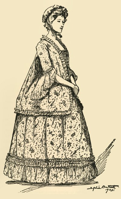 ペチコートの上に着用した短いヴァトーの絵、c1750-1800、1903、1937。 作： Sophie B. Steel