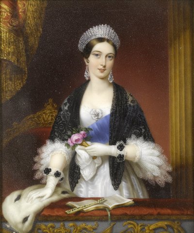 1837年11月にドゥルリーレーンシアターのロイヤルボックスにいるビクトリア女王-リエナール、ソフィー 作： Sophie Lienard