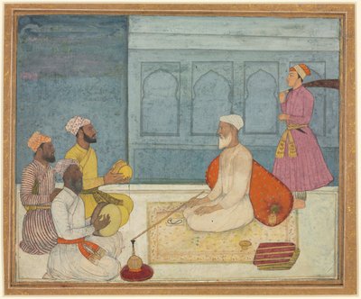 スルタンと音楽隊、1650年頃、不透明水彩、金、紙 作： South Indian School