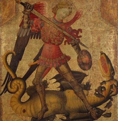 聖ミカエルとドラゴン、カリフォルニア州。 1405年。 作： Spanish