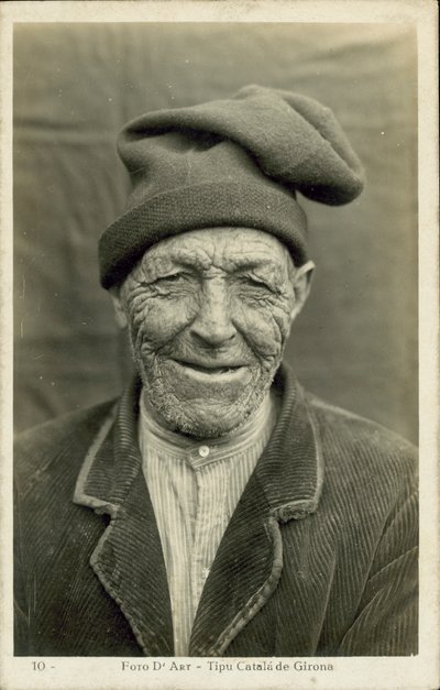 スペイン、ジローナの老人（モノクロ写真） 作： Spanish Photographer