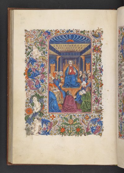 「Book of Hours」から MS 50004 f.53v Christ を Doctors に追加 (ベラムにインク、カラー、ゴールド) 作： Spanish School