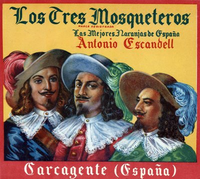 広告画像「三銃士、スペインで一番のオレンジ」。広告ポスター 作： Spanish School