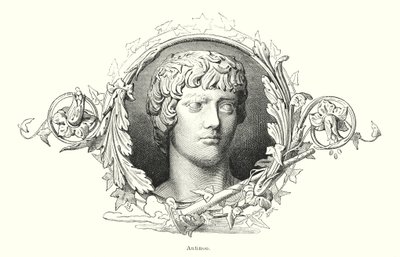ローマ皇帝ハドリアヌスの寵愛を受けたビトニヤのギリシャ人青年アンティノウス（リトグラフ 作： Spanish School