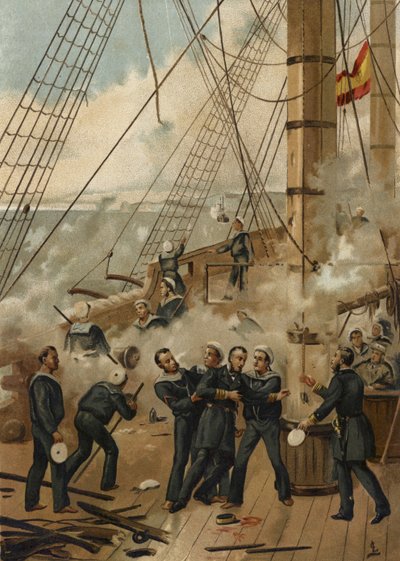 カヤオの戦い、ペルー、1866 作： Spanish School