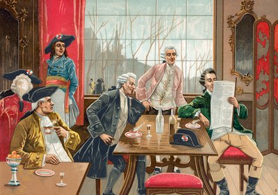 フランス革命時代のパリのカフェ 作： Spanish School