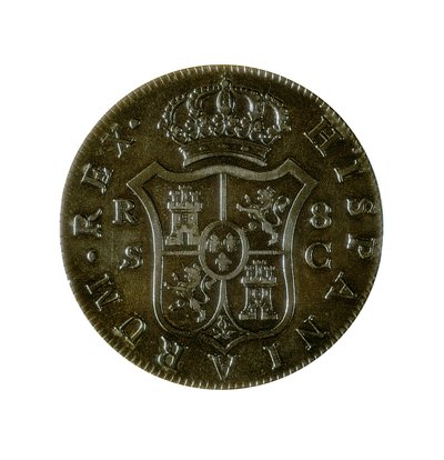シャルル4世（1748-1819）の時代にセビリアで鋳造されたカスティーリャの通貨、8スペインレアルのコイン。 作： Spanish School