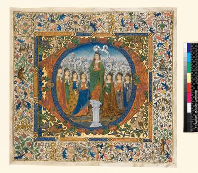 聖歌隊の詩篇から、歴史的イニシャルと縁取りのコラージュ、1482-1492年頃（羊皮紙） 作： Spanish School
