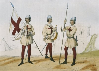 DE SOTTO, Serafin Maria, Earl of Clonard (1793 - 1862).スペイン幼年・少年・騎兵武器組織史。1851 - 1859.スペインのカトリック君主時代の歩兵。サンタ・ヘー」部隊の旗手、鼓手、槍手。 作： Spanish School