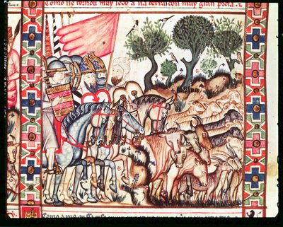 Fol.68vカンティガスデサンタマリアの土地と土地を取り戻すトルコ人とムーア人 作： Spanish School