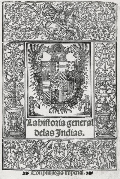 The General History of the Indies」の正面図。 作： Spanish School