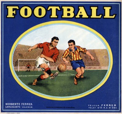 2人のスペイン人サッカー選手のイメージ。広告ポスター、バレンシア 作： Spanish School