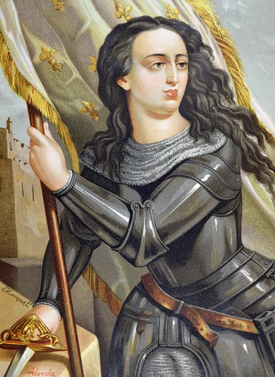 JOAN OF ARC, Saint (1412-1431).百年戦争のフランス人ヒロイン。Juan Landa Seixによる「Hombres y mujeres celebres」のイラスト。 作： Spanish School
