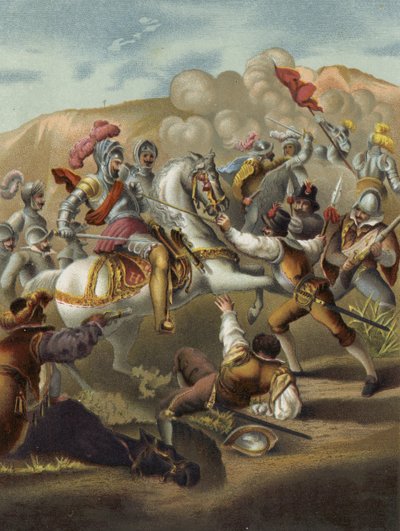 1509年にイタリアのアニャデッロの戦いでフランスのルイ12世王 作： Spanish School