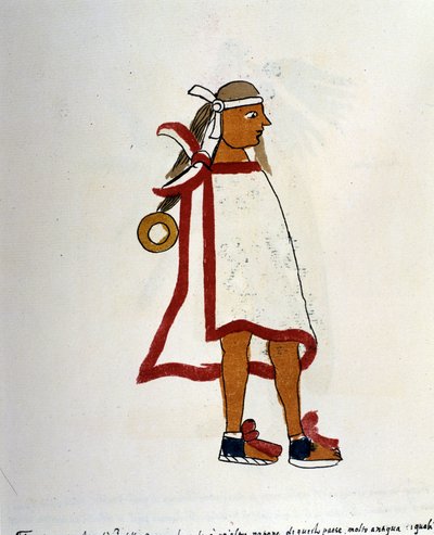 Codex Vaticanus 3738 (Codex Vat. Rios)のアステカ人の男。ドミニコのペドロ・デ・ロス・リオスが1570年から1589年の間に作成した写本のファクシミリ、Bibl.Vatican. 作： Spanish School
