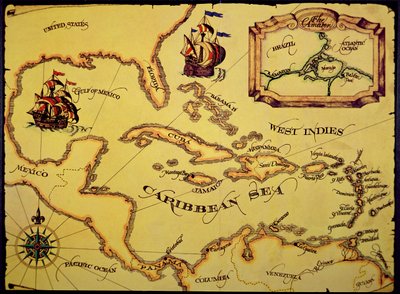 スペイン主要部の地図（カラーリトグラフ 作： Spanish School