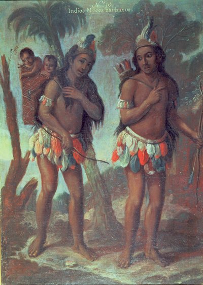 「雑種の絵画」からのメキシコインディアンの野蛮人（キャンバスに油彩） 作： Spanish School