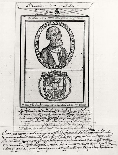 ヘルナンドコルテス（1485-1547）と彼の腕の肖像画 作： Spanish School