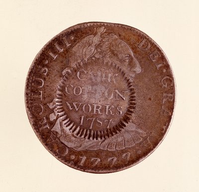 スペインの銀貨（8レアル）：チャールズ3世の時代（1759〜1788年）。1777年、1787年のカウンターマーク付き。直径3.9cm ナポリ、考古学博物館 作： Spanish School